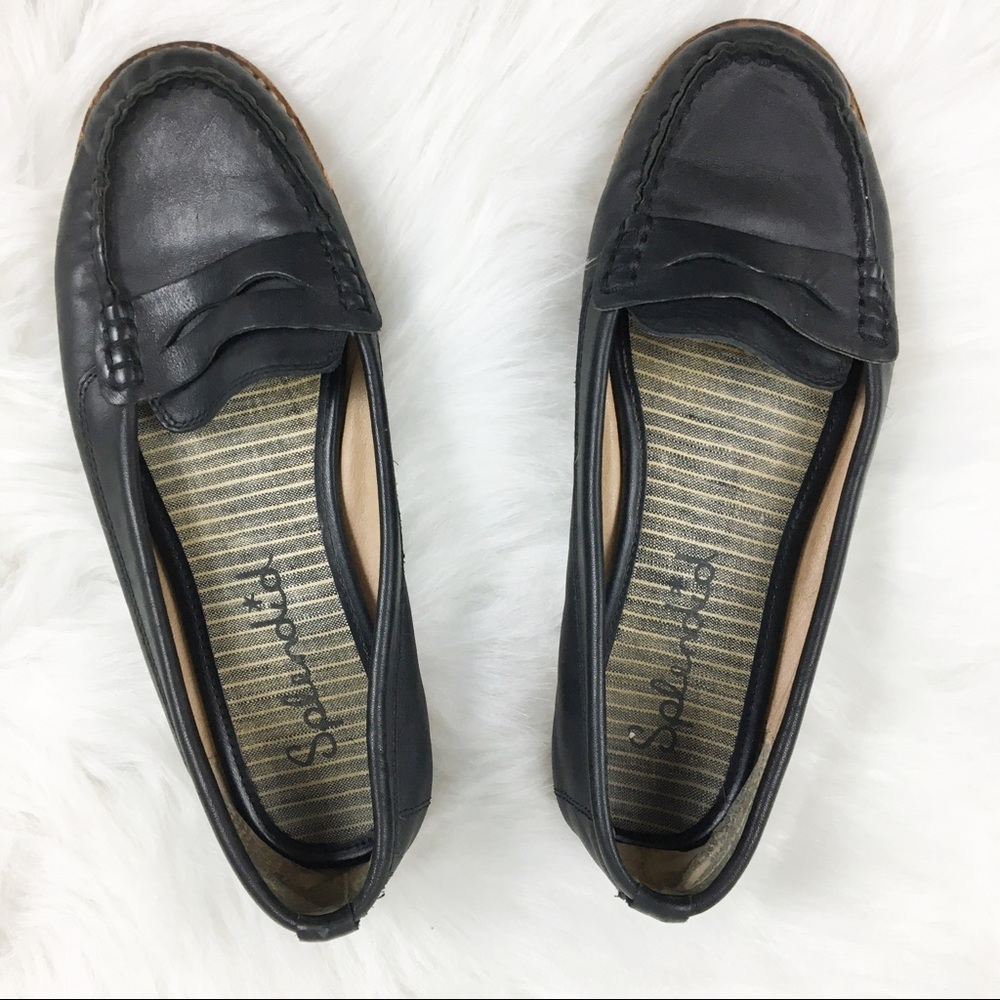 Splendid Black Leather Penny Loafers Size 7.5